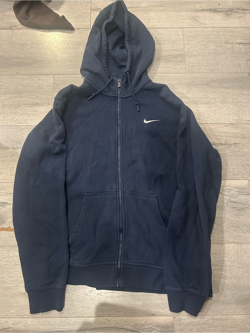 Nike Navy Full-Zip Hooded Windbreaker with White Swoosh